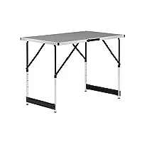 woltu® cpt8121gr table de camping pliante table de jardin table de travail table de balcon réglable en hauteur en aluminium acier mdf,gris