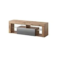 selsey hugo - meuble tv/banc tv (140 cm, chene lancaster/gris brillant, sans led)