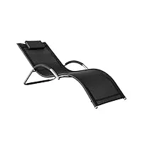 sobuy ogs38-sch transat de jardin chaise longue bain de soleil avec appui-tête- charge max 100 kg, noir