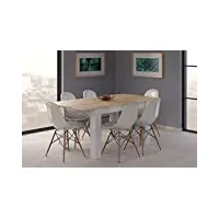 dmora - table à rallonge midland, console extensible pour salle à manger, table de cuisine ouvrante avec rallonge, 140/190x90h78 cm, chêne et blanc