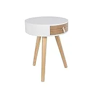 home deco factory nora blanc 34.5x34.5x47cm mobilier meuble table de chevet lit chambre, bois-mdf, 35 x 35 x 46,5