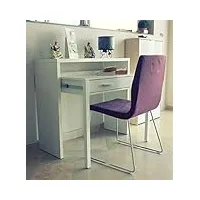 dmora - table console billings, bureau avec plateau extensible, bureau pc avec 2 tiroirs, cm 99x36h88, blanc et chêne