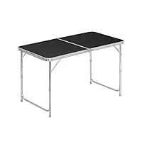 woltu® cpt8122sz table de camping pliante table de jardin table de travail table de balcon réglable en hauteur en aluminium mdf,noir
