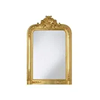 mo.wa miroir mural classique style louis philippe 67x97 cm, miroir cheminée feuille d'or posé à la main, miroir doré style antique, fabriqué en italie
