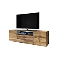 selsey bros - meuble tv/banc tv (140 cm, effet chêne wotan, avec led)