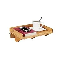 relaxdays Étagère de lit, mini-table de chevet à clipser, en bambou, peu encombrante, emplacements pour câbles, étagère bt 33x24 cm, naturelle
