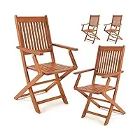 deuba set de 4 chaises de jardin pliantes 'sydney' en bois d'acacia certifié fsc pour salon de jardin sydney accoudoirs extérieur pliable chaise de table de jardin pré-huilé balcon terrasse