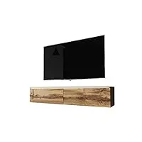 selsey kane - meuble tv à suspendre/banc tv (140 cm, chêne wotan, avec led)