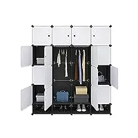 esituro armoire de penderie cube avec portes armoire de rangement modules ranger les vêtements chaussures accessoires 14 cubes sgr0038