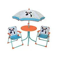 fun house 713095 indian panda salon de jardin avec 1 table, 2 chaises pliantes et 1 parasol pour enfant