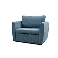 e-meubles: fauteuil convertible 1 place 'sara 80', canapé lit bleu marine, style scandinave, canape lit avec coffre de rangement, rembourrage doux et confortable, fabriqué en union européenne