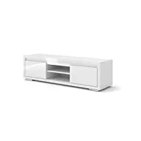 bim furniture meuble tv bas nordic bianco iii - blanc laqué brillant
