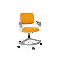 hjh office 640490 chaise de bureau pour enfants et adolescents kid flex tissu orange chaise de bureau évolutive, repose-pieds & dossier réglables