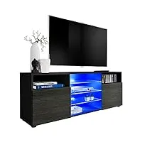 extremefurniture t38 meuble tv, carcasse en noir mat/façade en carbone mat sans led
