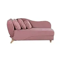 canapé chaise longue côté gauche tapissé en velours rose de qualité avec espace de rangement pratique pour salon design moderne et glamour beliani