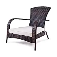costway chaise de jardin fauteuil extérieur en rotin résine tressée avec coussin démontable pour jardin terrasse balcon salon 78 x 78 x 80 cm marron