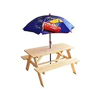 fun house - 713001 - disney cars table pique-nique avec parasol pour enfant