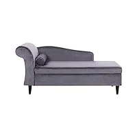 chaise longue méridienne côté gauche en velours gris foncé avec rangement pour salon au style glamour beliani