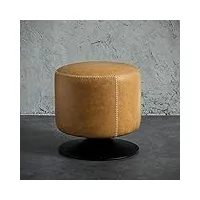ge&yobby pouf rond en cuir,pouf pouf moderne repose-pieds pivotant simple table basse tabouret avec structure en métal-a 40x40x40cm(16x16x16)
