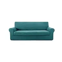 deconovo 1 pièce revêtement de canapé extensible housse de canapé avec 3 place avec accoudoirs housse canapé jacquard 185x83x89cm turquoise
