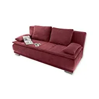stella trading luigi canapé-lit confortable avec coffre de lit, housse en tissu berry – canapé pliable avec fonction couchage et surmatelas en mousse solidement cousu – 211 x 93 x 103 cm (l x h x p)