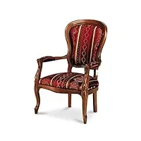 dafne italian design fauteuil style '800 en tissu lisse rouge, style classique (l 66 cm, h 103 cm, p 70) (tvg)
