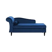 chaise longue méridienne côté gauche en velours bleu avec rangement pour salon au style glamour beliani
