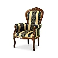dafne italian design fauteuil rembourré, style classique (l 73 cm, h 107 cm, p 74 cm) (tvg)