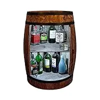 armoire de bar led. casier à vin style rétro 81 cm - tonneau en bois table rustique - fût en bois massifstyle industriel, pour salon, mini bar whisky bière - commode cadeau pour hommes