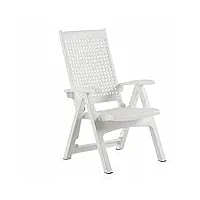 shaf jardin en métal | chaise extérieure multiposition de couleur blanche | fabriquée en espagne avec des matériaux recyclés, blanc, 85 x 63 x 108 cm