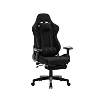 woltu chaise gaming tissu respirant ergonomique fauteuil gaming, adultes enfants siege gaming gamer avec repose-pieds, dossier haut, chaise fauteuil pivotant bureau pour livestream noir