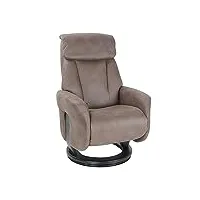 mnd my new design athos, fauteuil de relaxation manuel, têtière réglable, pieds wenge, pivotant 360°, très élégant et de très bonne qualité (marron, tissu)