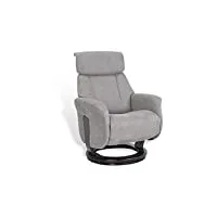 mnd my new design athos : fauteuil de relaxation manuel, repose pieds intégré - tissus microfibre gris