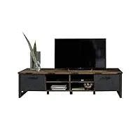 trendteam meuble tv smart living avec grand espace de rangement pour le salon, 207 x 52 x 42 cm