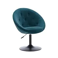 duhome fauteuil lounge réglable en hauteur velours, chaise de coiffeur fauteuil pivotant fauteuil cocktail avec accoudoirs pour salon salle à manger chambre à coucher, vert bleu