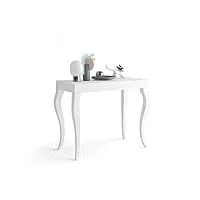 mobili fiver, console extensible classico, blanc mat, made in italy
