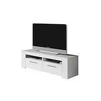 loungitude - meuble tv avec 2 portes et 2 niches de rangement l120 cm - blanc