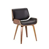 folk style rétro simili cuir à manger chaise de bureau en bois finitions noyer (noir faux cuir/coussin de siège rectangulaire)