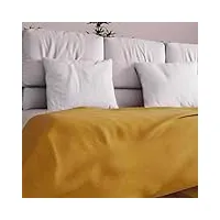 soleil d'ocre adele, couvre lit, jeté de canapé, polycoton, jaune, 180 x 220 cm