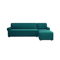 subrtex housse de canapé d'angle l avec accoudoirs méridienne couvre canapé modèle l canapé protecteur extensible (droite 2 places, bleu vert)
