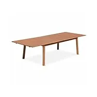 table de jardin en bois 200-250-300cm - almeria - grande table rectangulaire avec allonge eucalyptus fsc