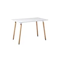 eggree table à manger en bois rectangulaire table scandinave design table de cuisine pour 2 4 personnes,110x70x72cm blanche