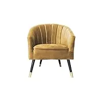 leitmotiv fauteuil art déco en velours royal - marron caramel