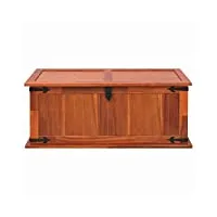 bigto coffre au trésor vintage en bois d'acacia massif - coffre de rangement pour chambre à coucher - meuble de collection (90 x 45 x 40 cm)