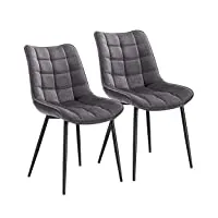 woltu® bh142dgr-2 chaise de salle à manger lot de 2 chaise de cuisine assise rembourrée en velours pieds en métal stable, gris foncé