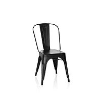 hjh office 645038 chaise bistrot vantaggio brush métal noir mat, chaise au style industriel, empilable