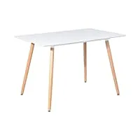 h.j wedoo table salle à manger rectangulaire scandinave design bois pour 4 a 6 personnes blanche 110 x 70 x74 cm (table seulement)