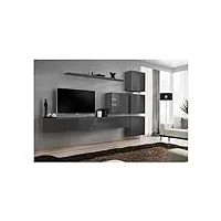 price factory just for you meuble tv mural switch ix design, coloris gris brillant.