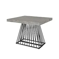 menzzo table a manger avec pied de table metal | table extensible salle a manger ou table cuisine avec pied central| beton gris |factory| dimensions : l100xp90xh75 cm dépliée: l100xp140-190-240xh75 cm