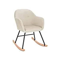 woltu chaise à bascule en velours,fauteuil relax fauteuil à bascule crème blanc sks16cm